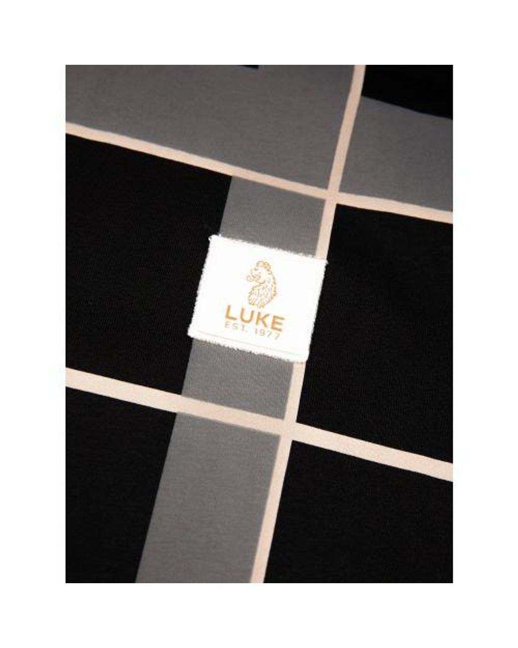 Luke 1977 Black Ecru Birdoswald Checkered T-Shirt for men