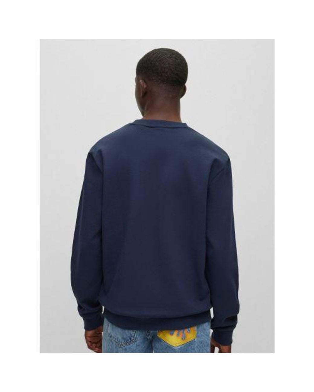 HUGO Blue Dark Drick194 Crew Neck Sweatshirt for men