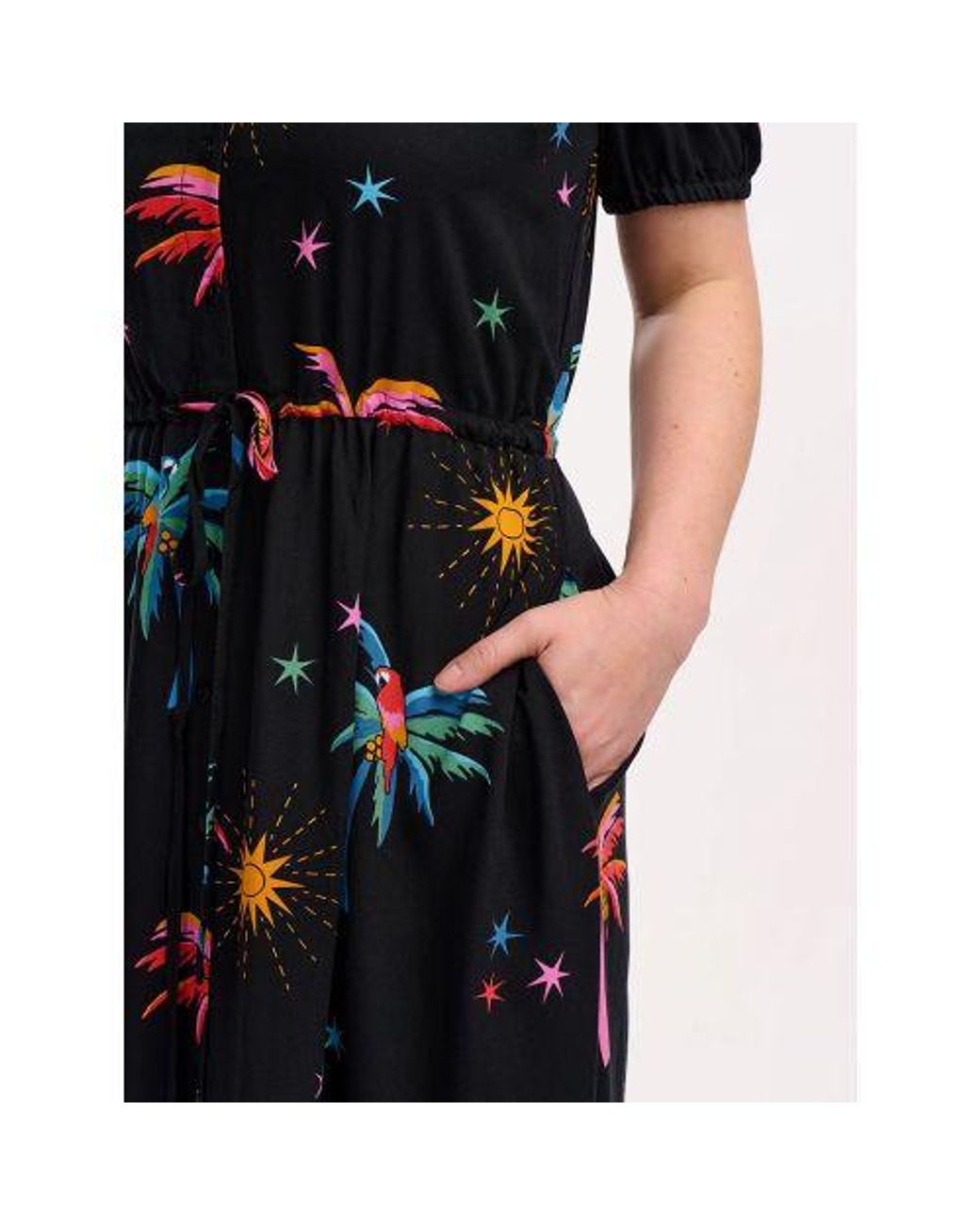 Sugarhill Black Palms Sunshine Nova Maxi Dress