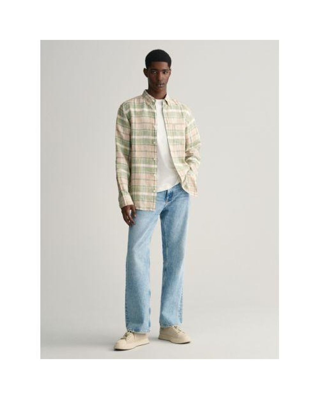 Gant Natural Dry Sand Linen Madras Shirt for men