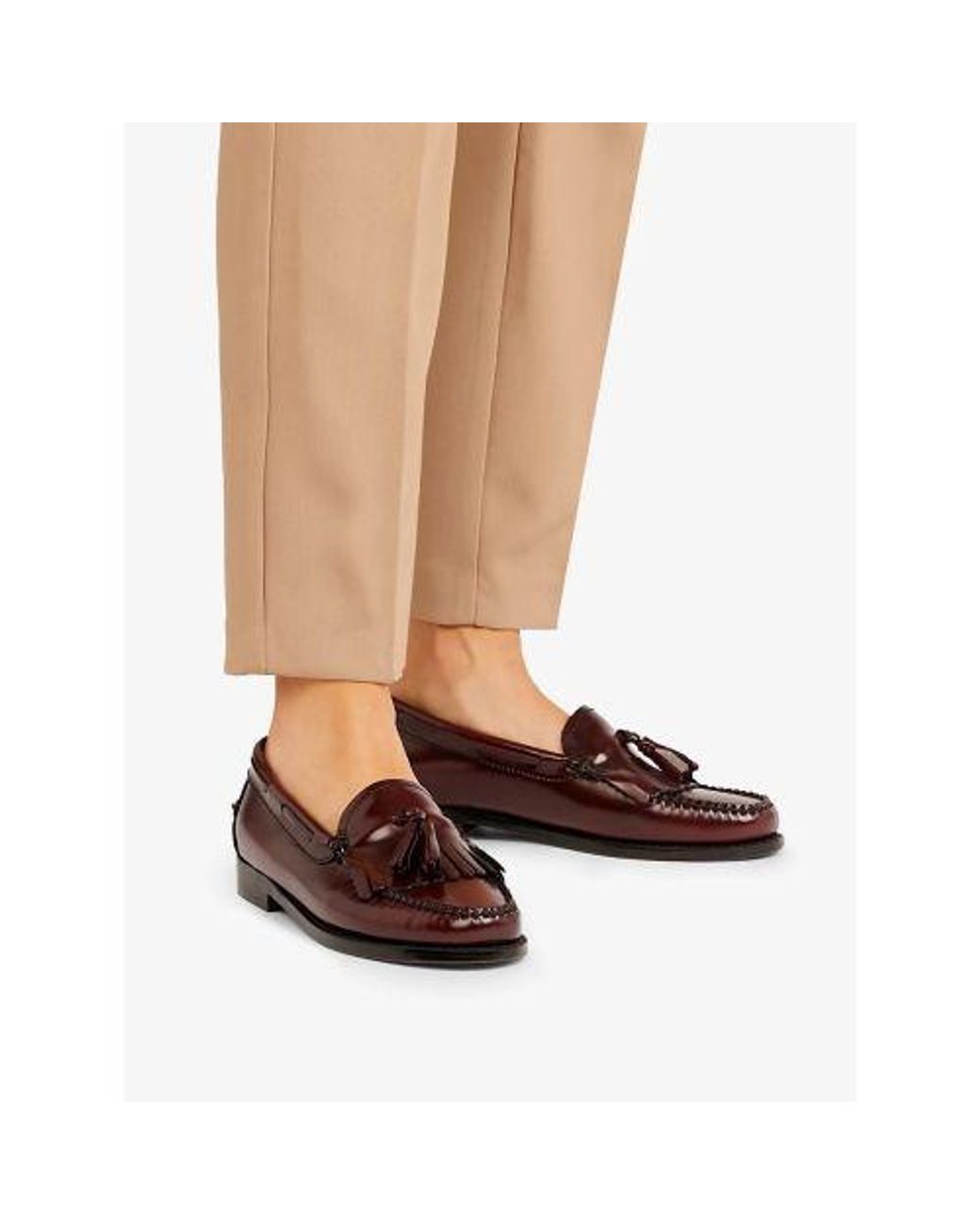 G.H.BASS Red Wine Leather Weejun Esther Kiltie Loafer