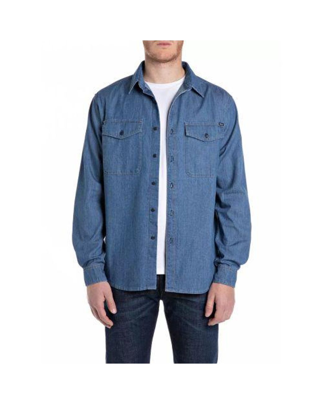 Replay Blue Medium Denim Shirt for men