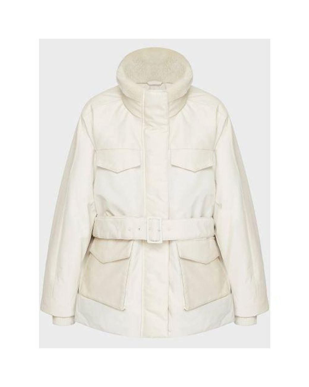 Gant White Putty Blocked Down Short Parka