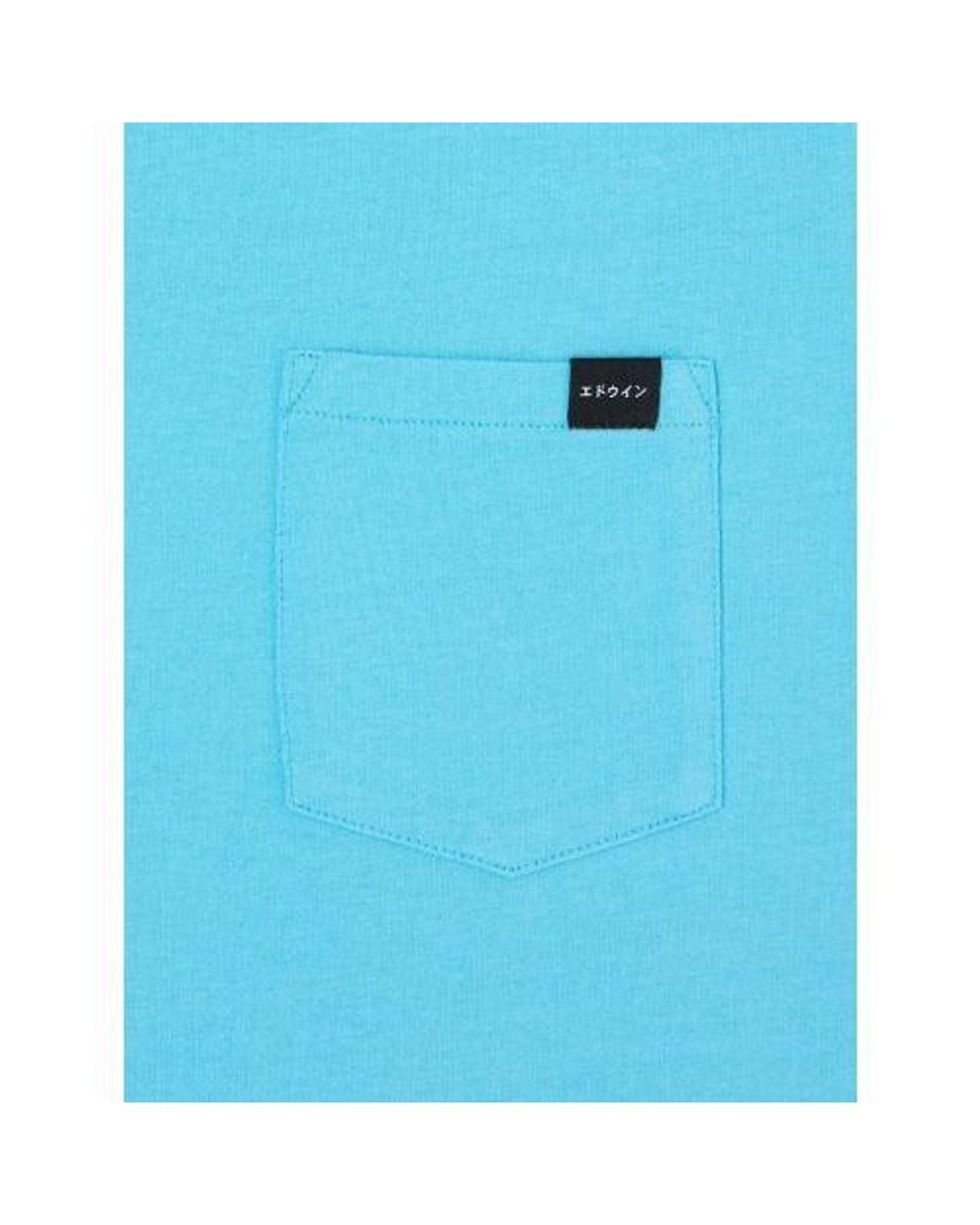 Edwin Blue Aquarius Garment Washed Pocket T-Shirt for men