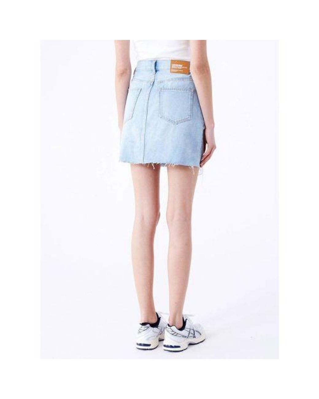 Dr. Denim Blue Stream Light Trashed Hem Echo Skirt