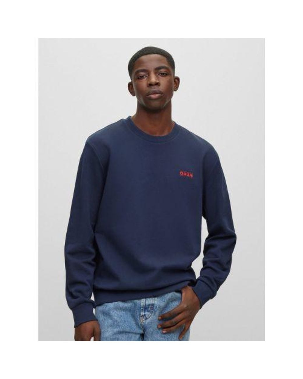 HUGO Blue Dark Drick194 Crew Neck Sweatshirt for men