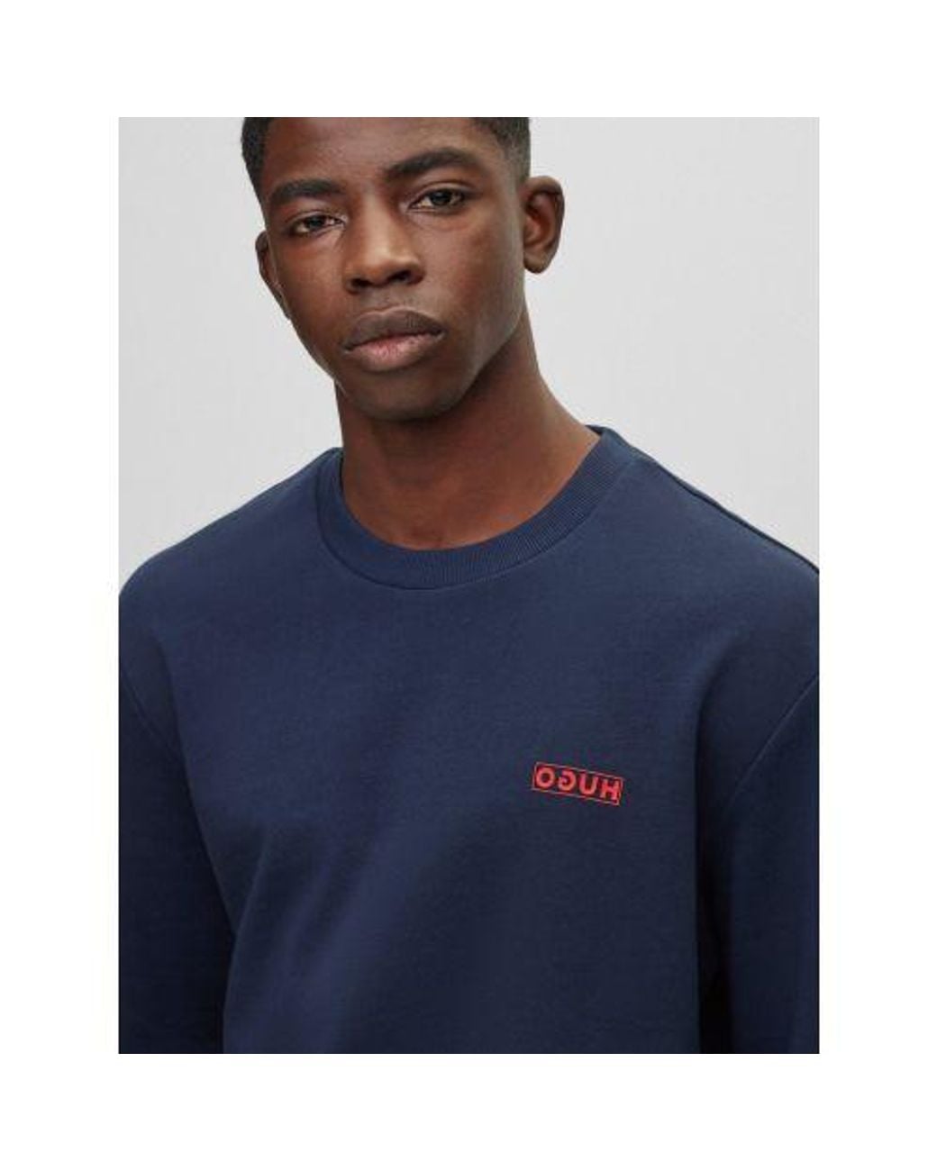 HUGO Blue Dark Drick194 Crew Neck Sweatshirt for men