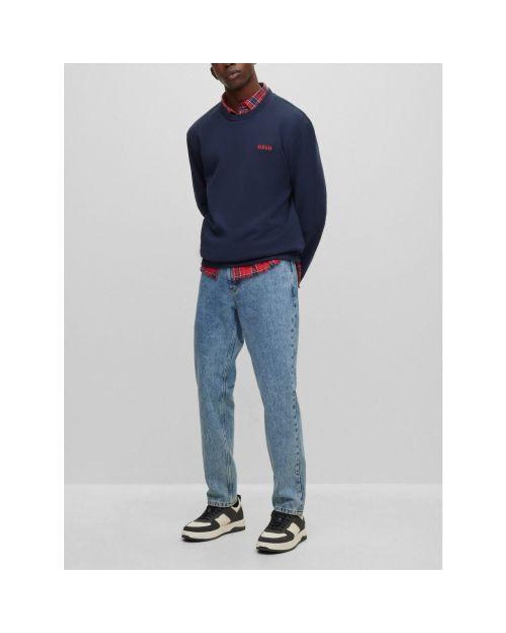 HUGO Blue Dark Drick194 Crew Neck Sweatshirt for men