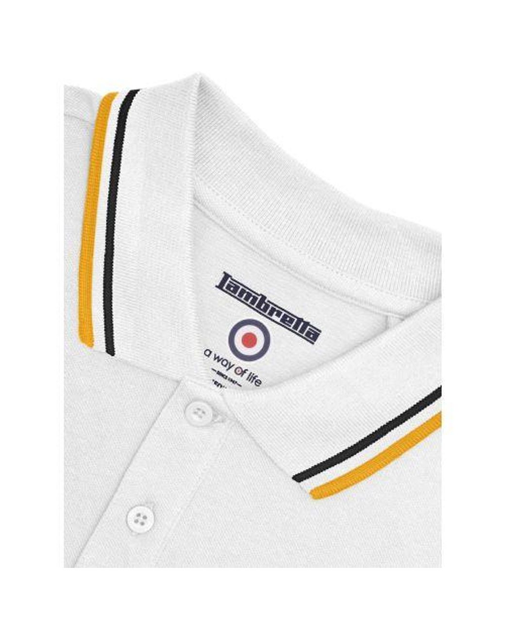 Lambretta White Twin Tipped Polo Shirt for men