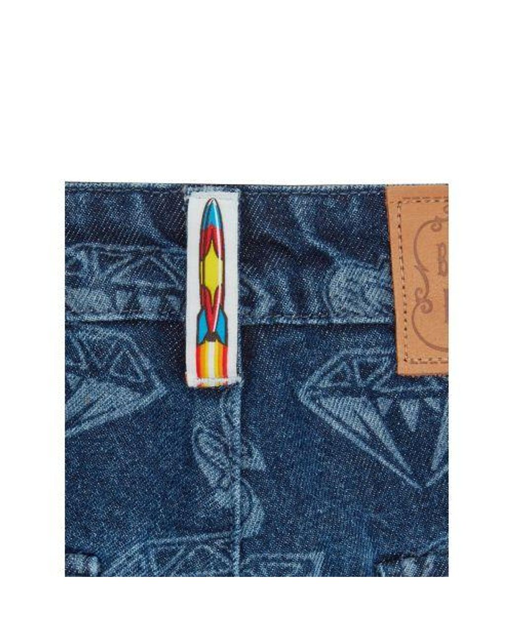 BBCICECREAM Blue Diamonds & Dollars Printed Denim Shorts for men