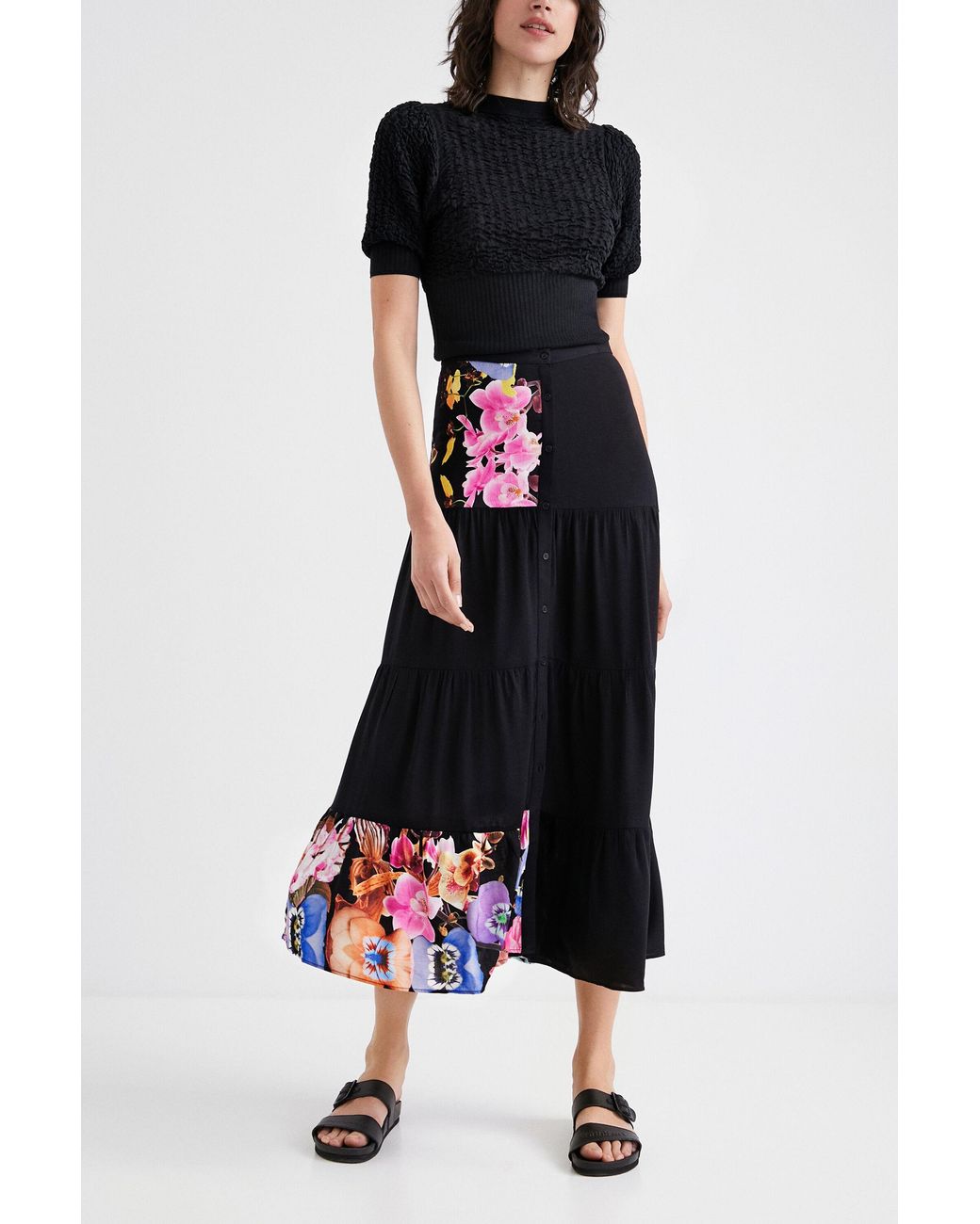 Desigual Black M. Christian Lacroix Long Skirt, Viscose