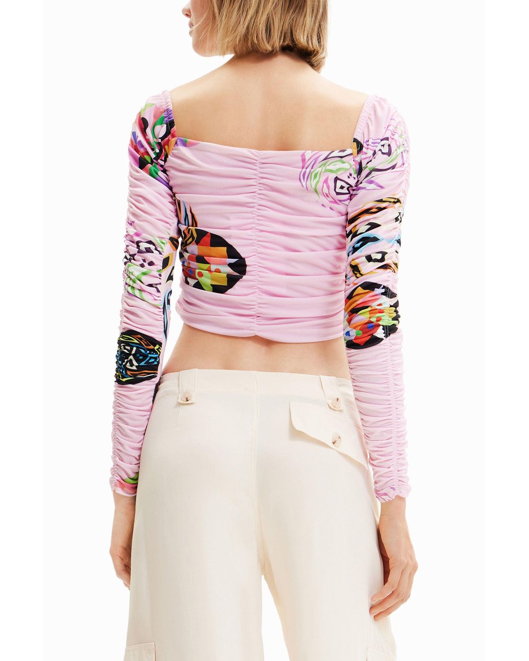Desigual Pink M. Christian Lacroix Ruched Blouse, Polyester