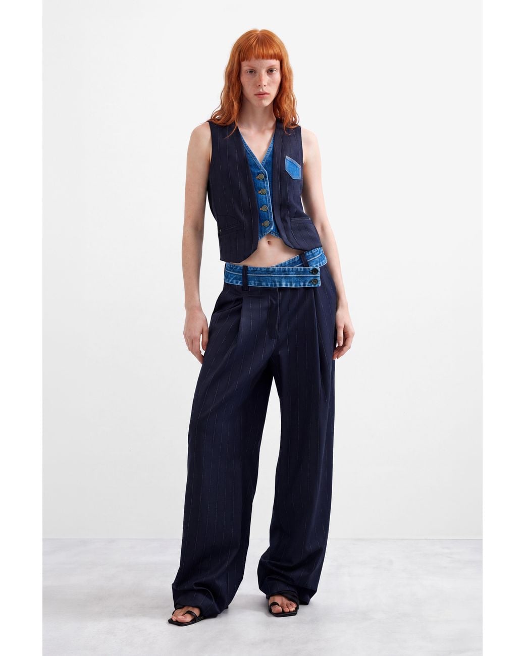 Desigual Blue Double Lapel Vest