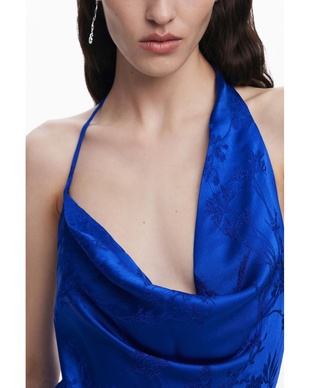 Desigual Blue Asymmetric Wide Leg Fluid Jumpsuit