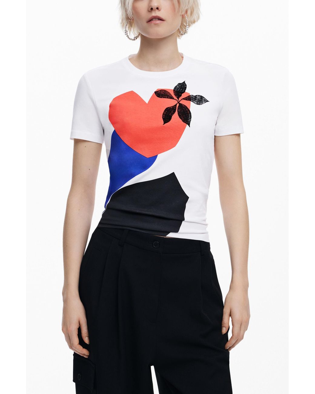 Desigual Blue T-Shirt Designed By Mr. Christian Lacroix, Cotton