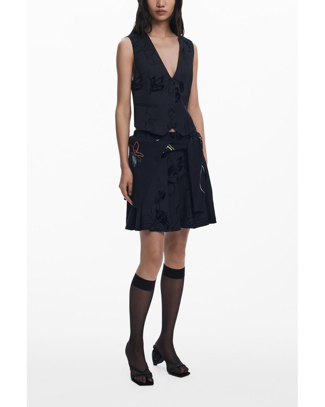 Desigual Blue Tailor Flocked Vest