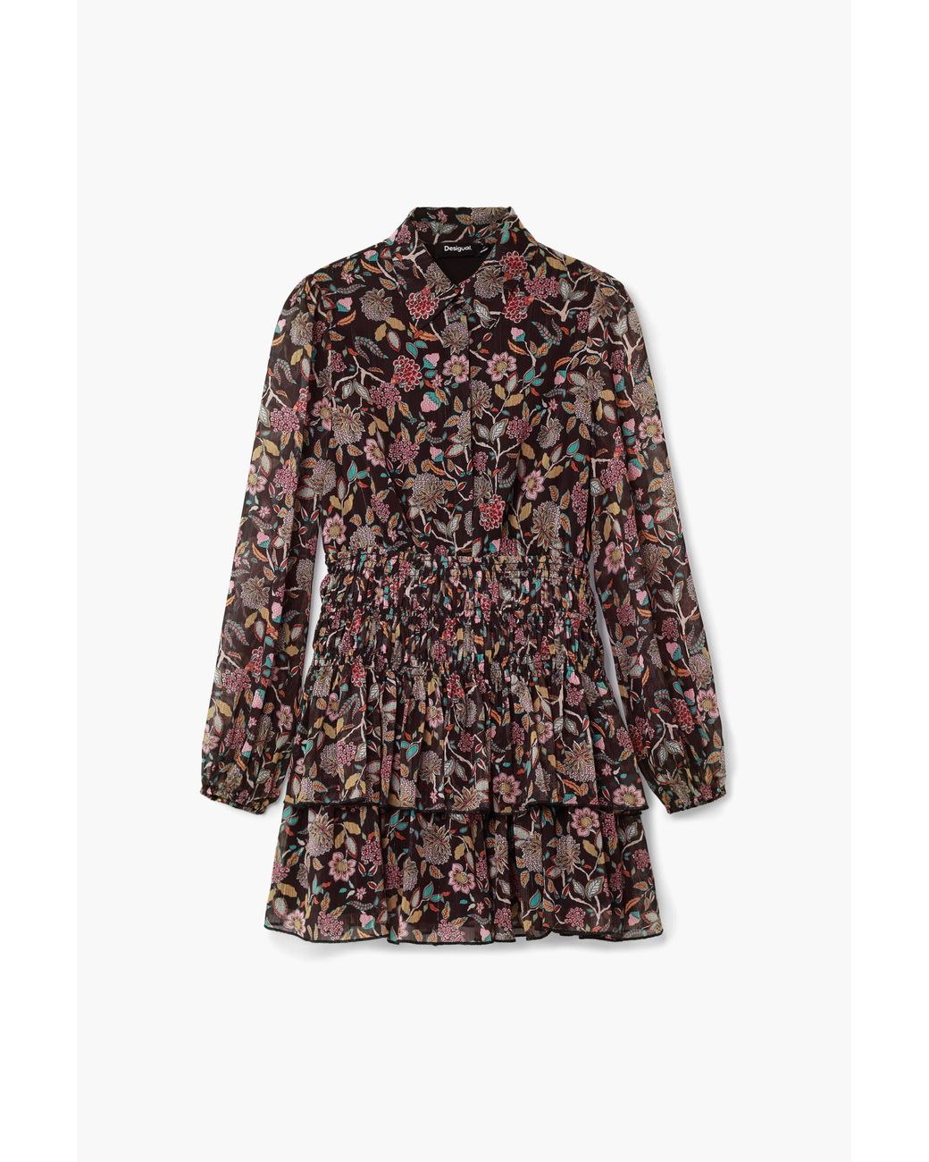 Desigual Red Short Floral Dress, Polyester