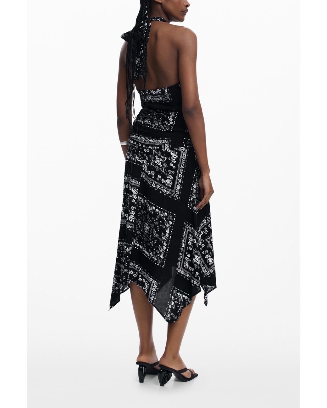 Desigual Blue Bandana Knot Dress, Viscose
