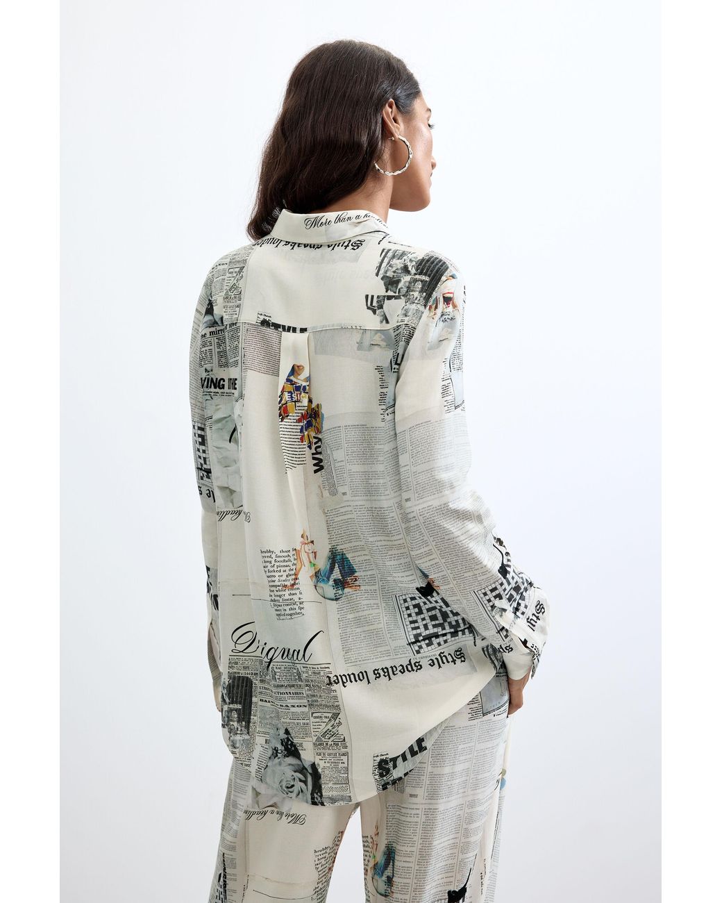 Desigual White Printed Shirt, Viscose