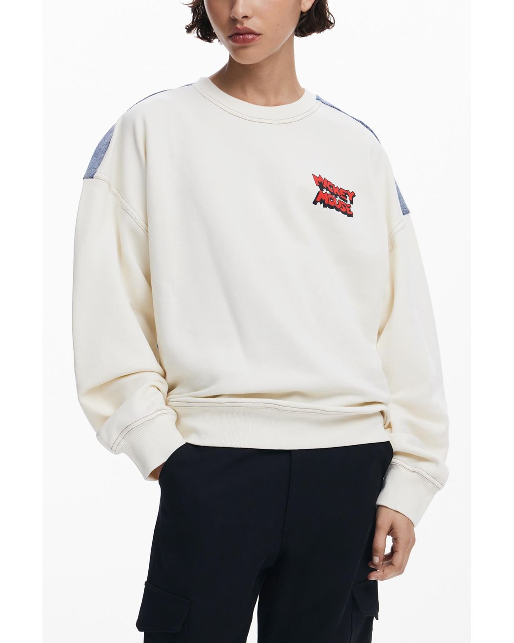 Desigual Blue Mickey And Minnie Sweatshirt, Cotton