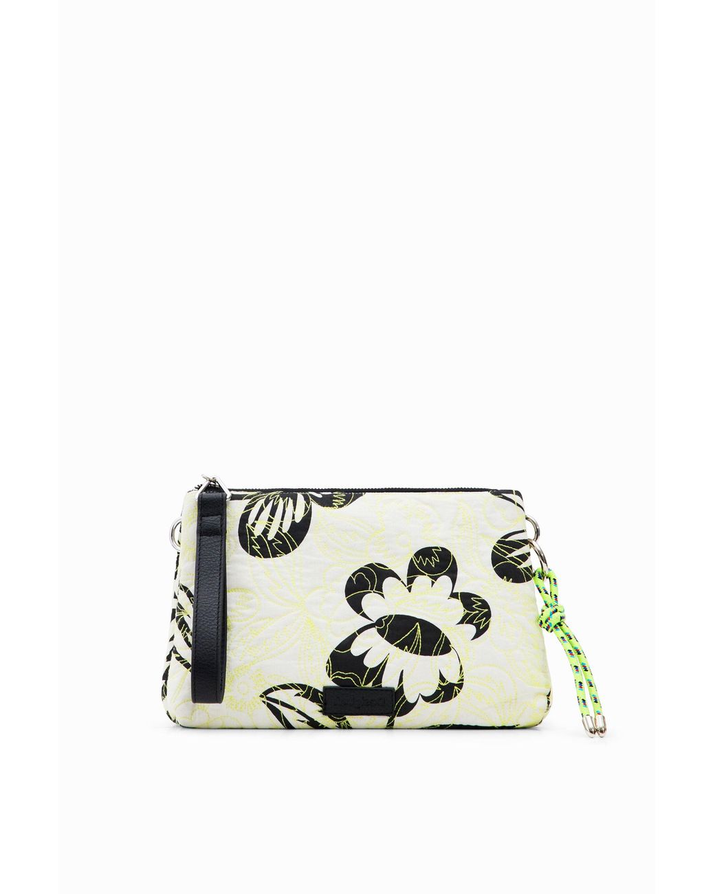 Desigual White Embroidered Floral Crossbody Bag, Cotton
