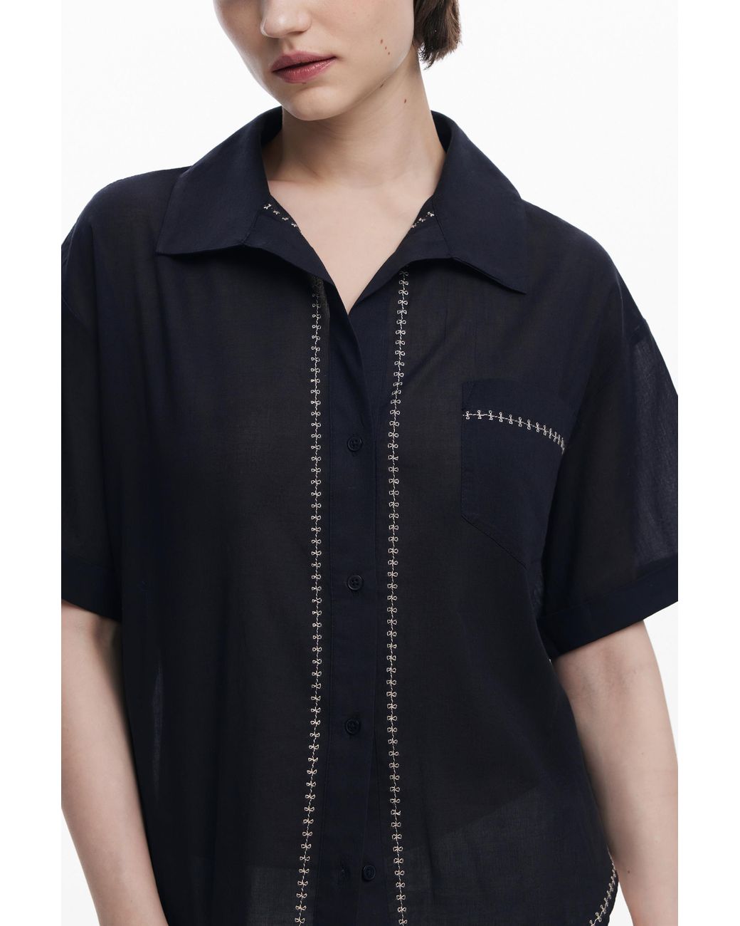 Desigual Blue Short-Sleeve Shirt, Cotton