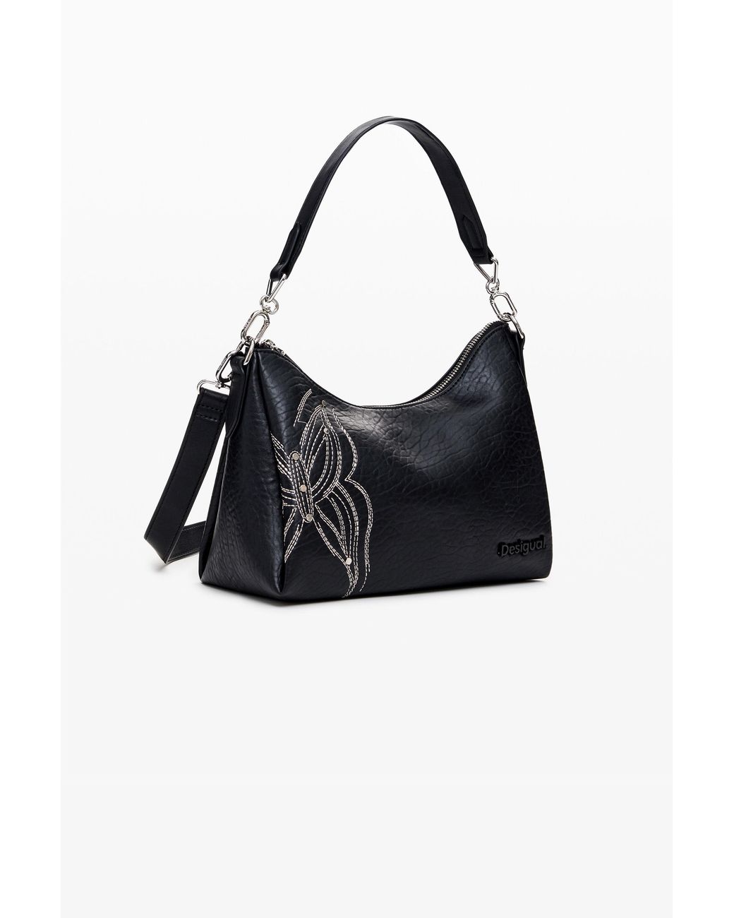 Desigual Black M Bag With Butterfly Engraving, Polyurethane