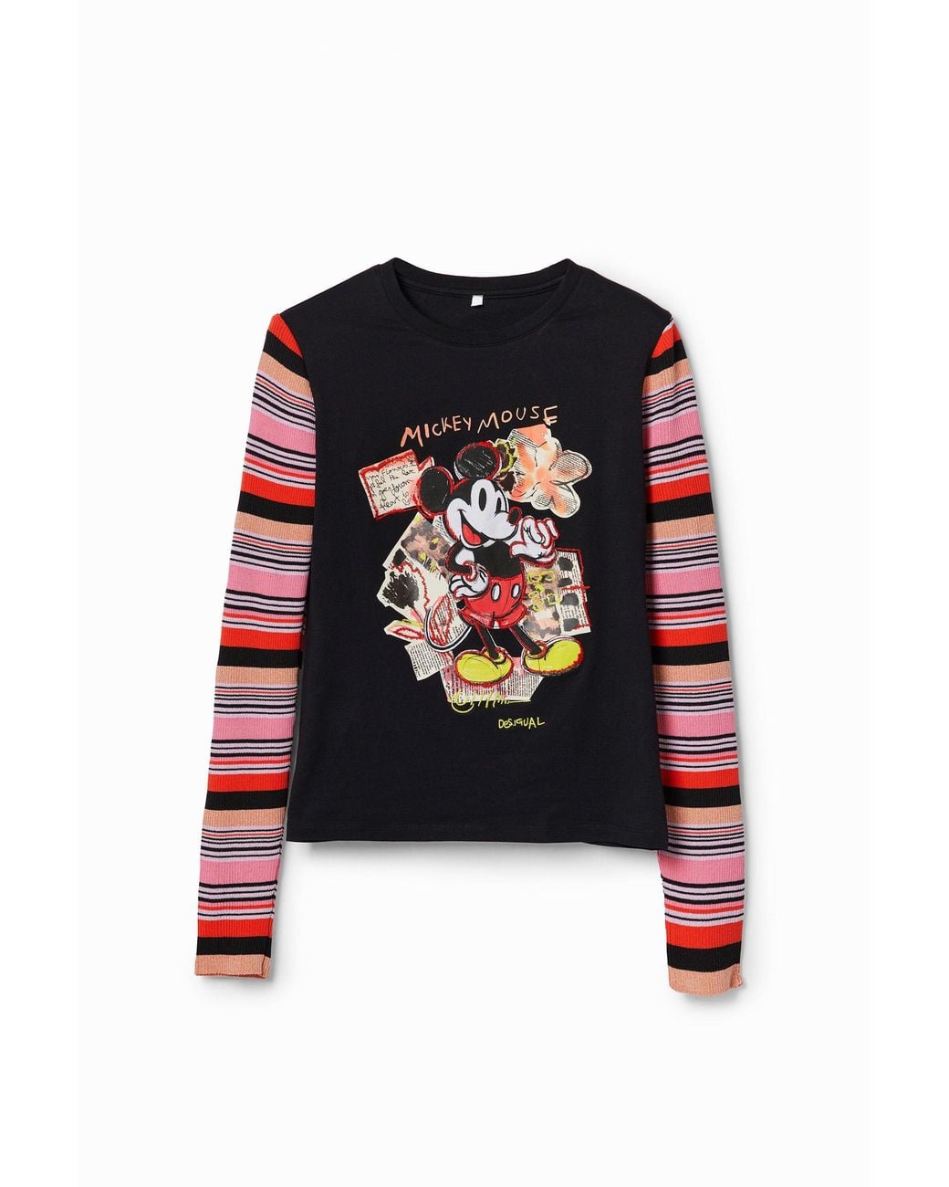 Desigual Black Slim Mickey Mouse T-Shirt