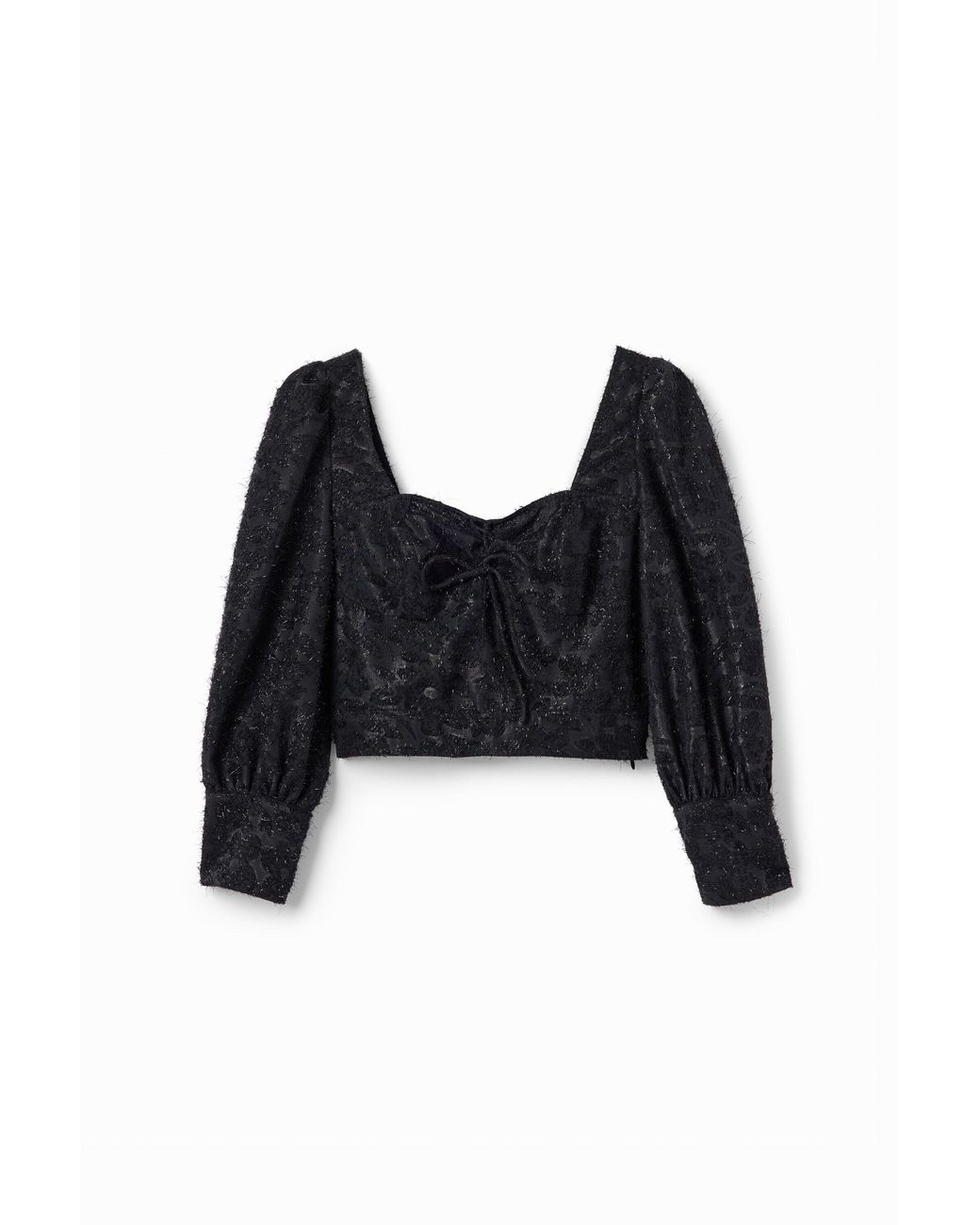 Desigual Black Short Glossy Corset Blouse, Polyester