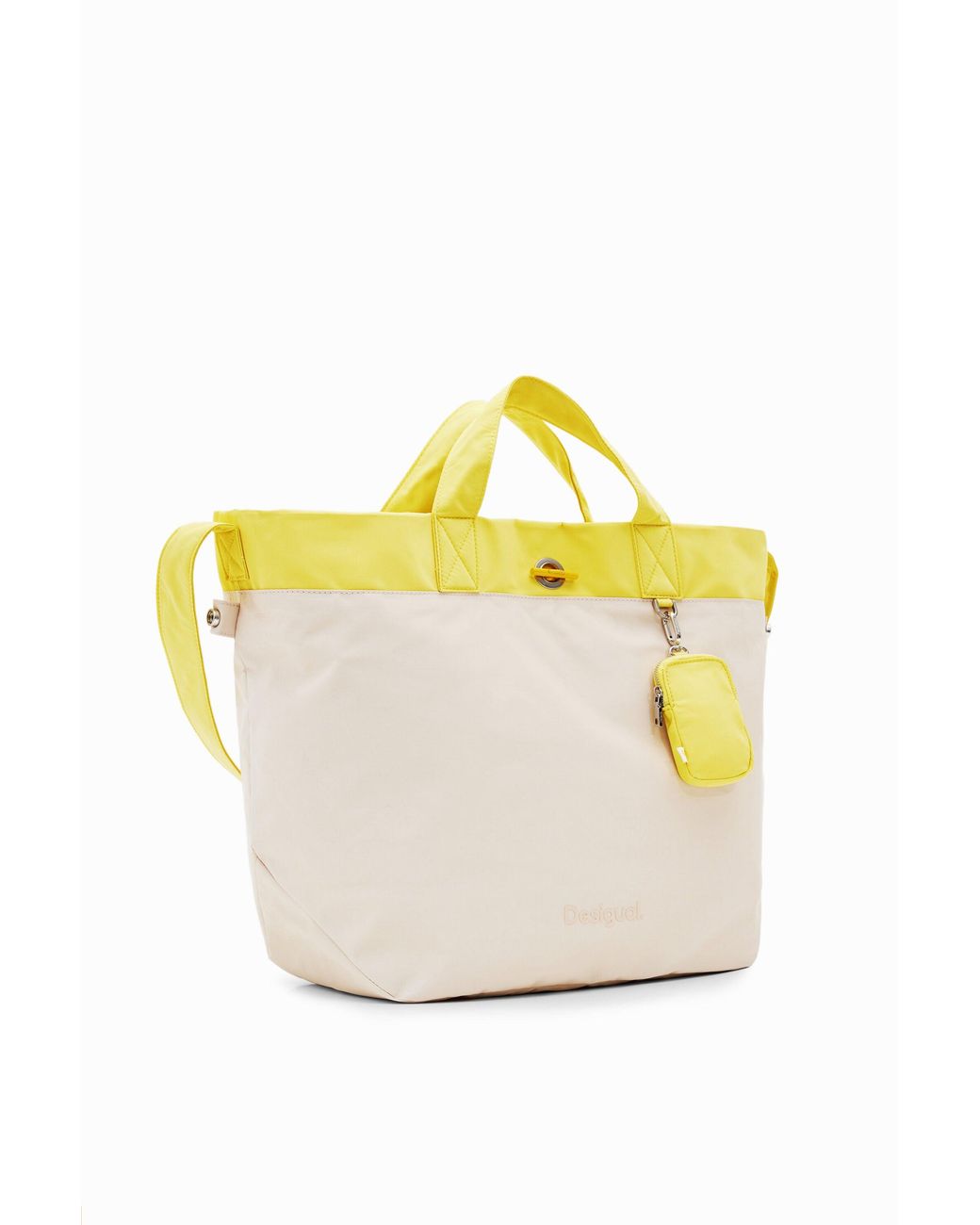 Desigual Yellow L Reversible Nylon Tote Bag, Polyamide