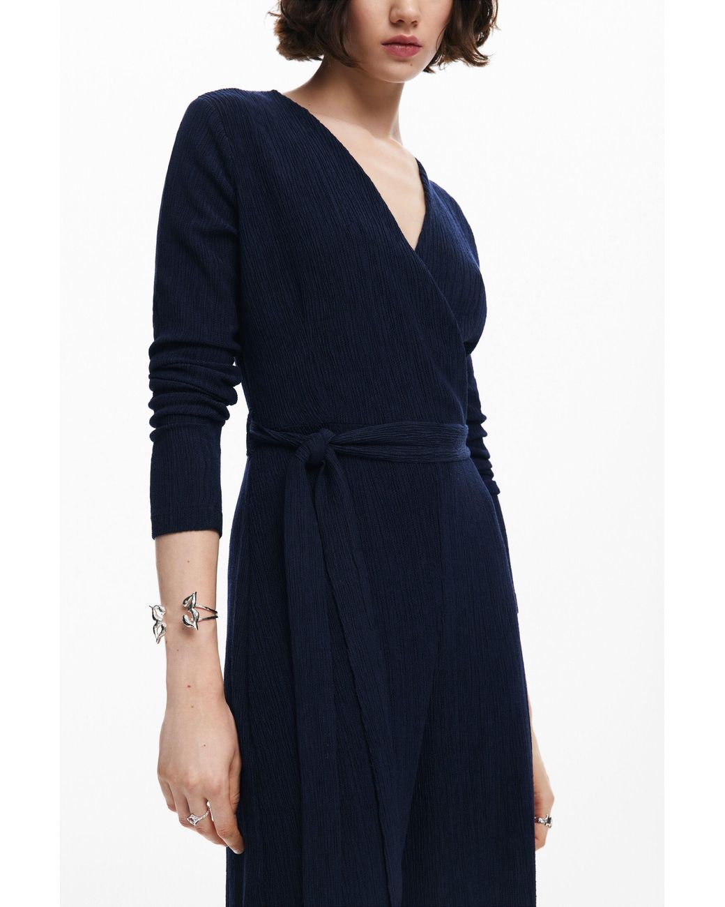 Desigual Blue Fluid Jumpsuit Belt