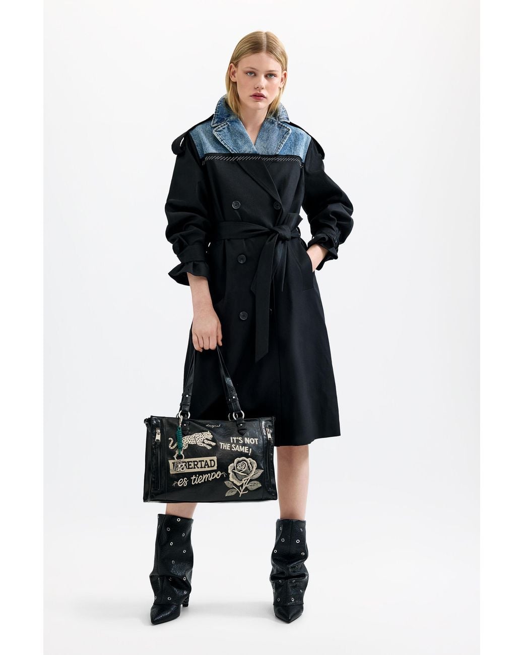 Desigual Black Medium Bag, Polyurethane