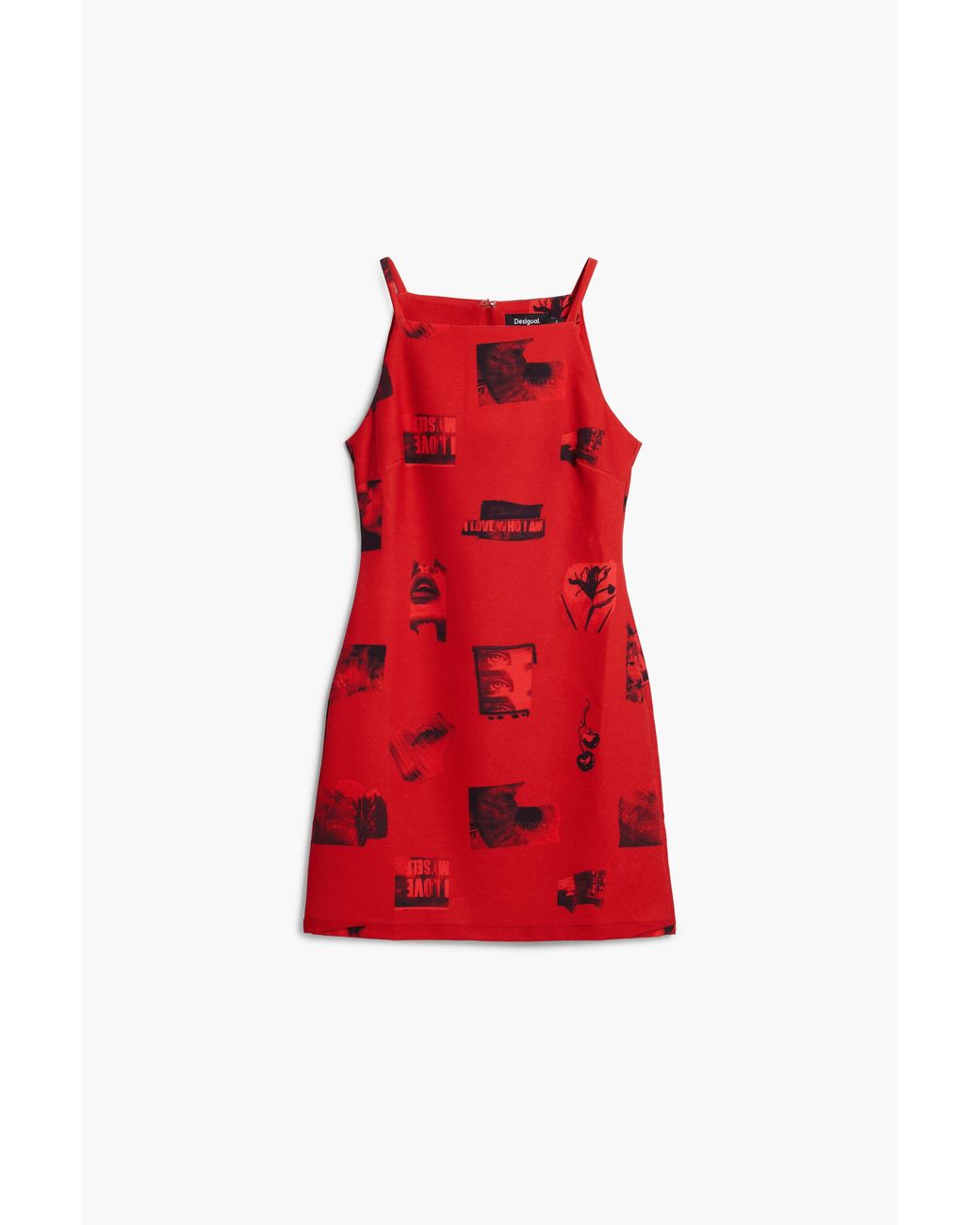 Desigual Red Postcard Short Dress, Polyester