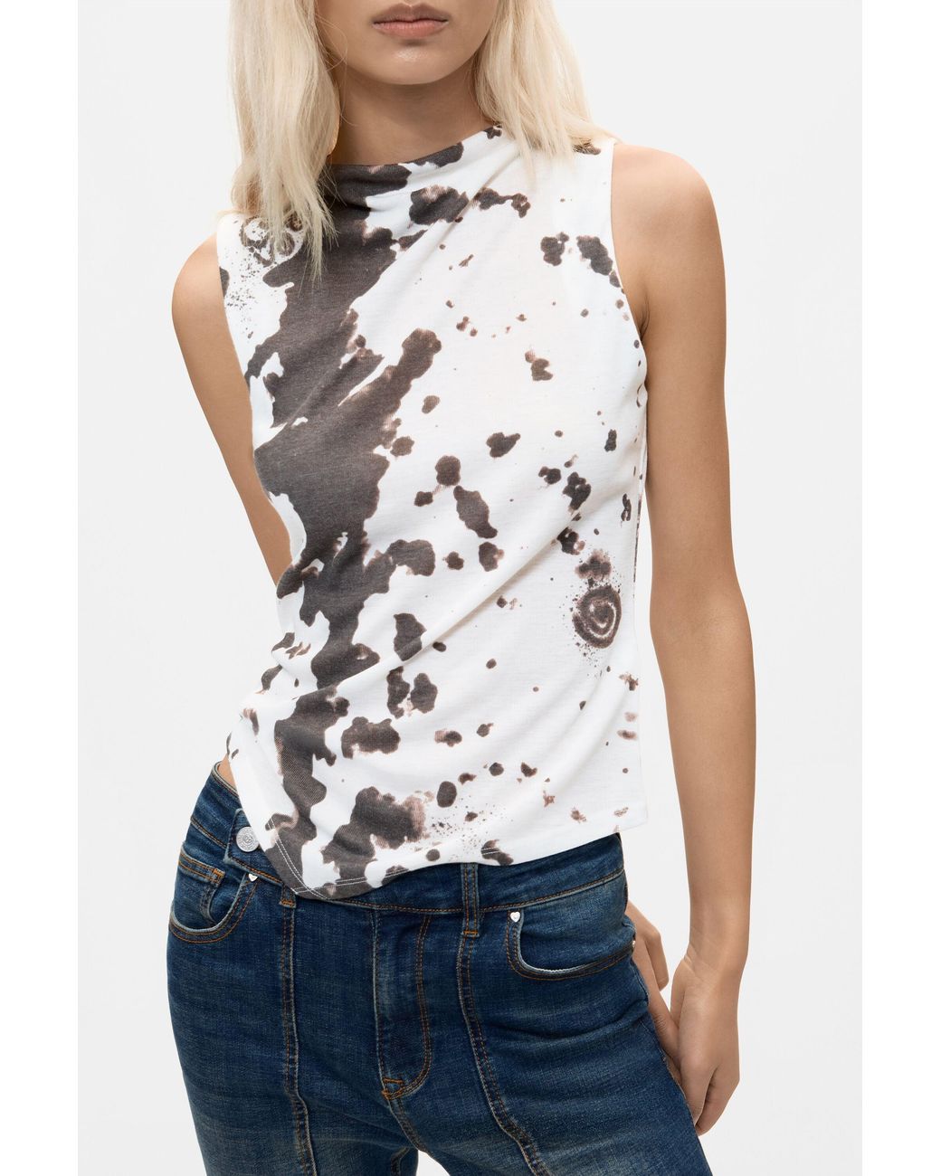 Desigual White Animal Print Top