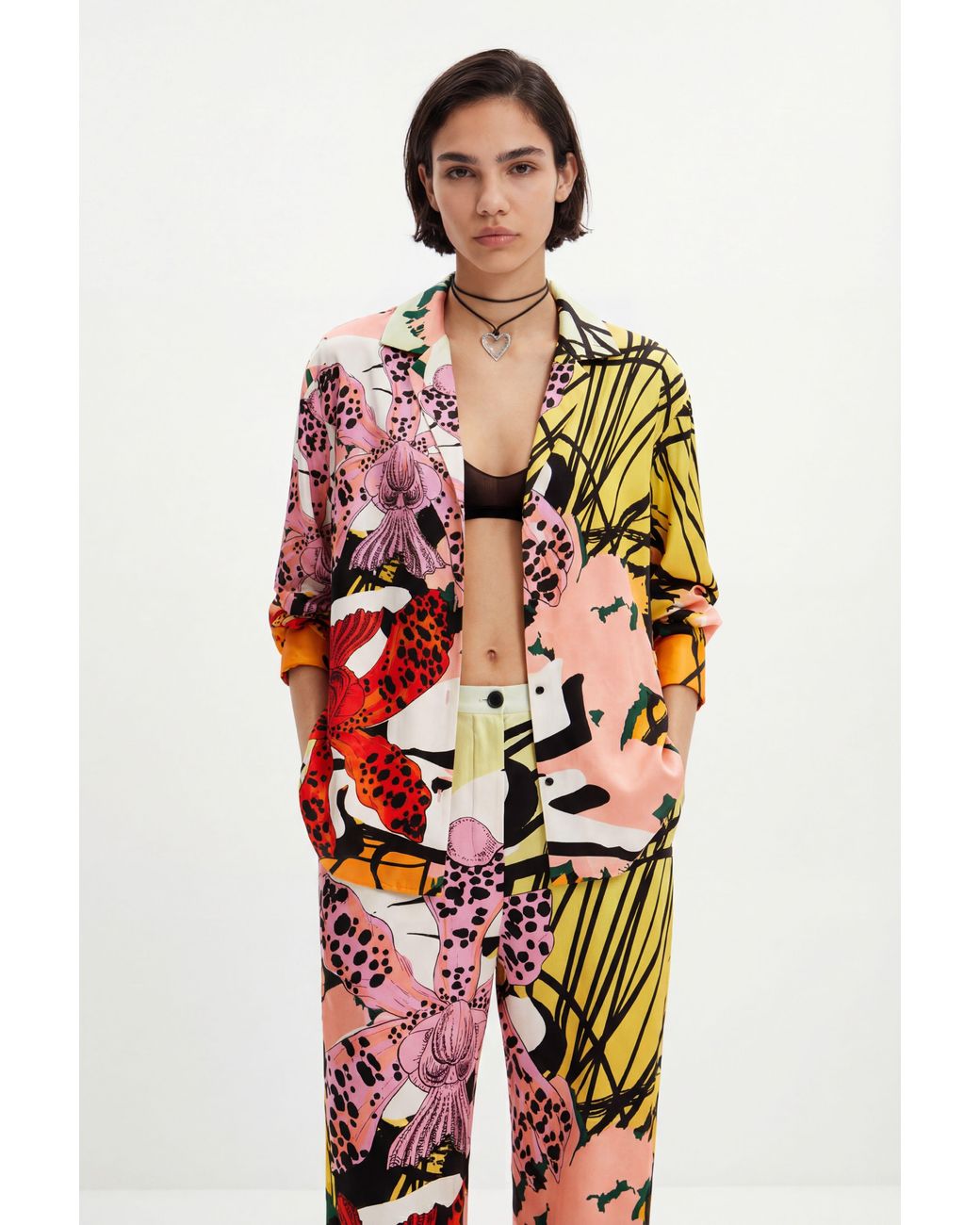 Desigual Red M. Christian Lacroix Silk Orchid Trousers