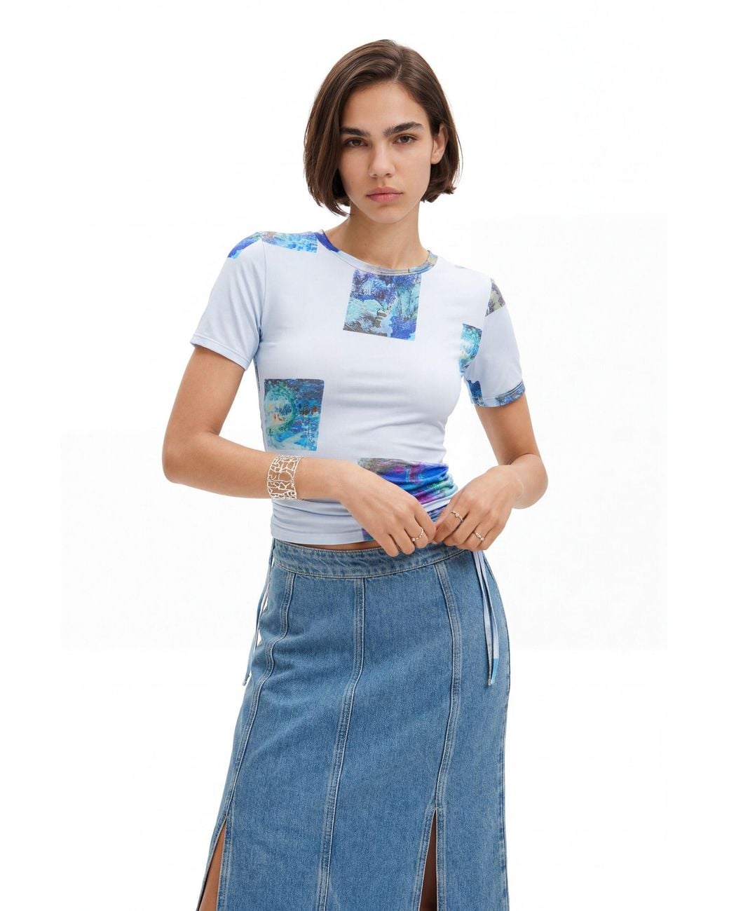 Desigual Blue M. Christian Lacroix Cut-Out T-Shirt, Polyester