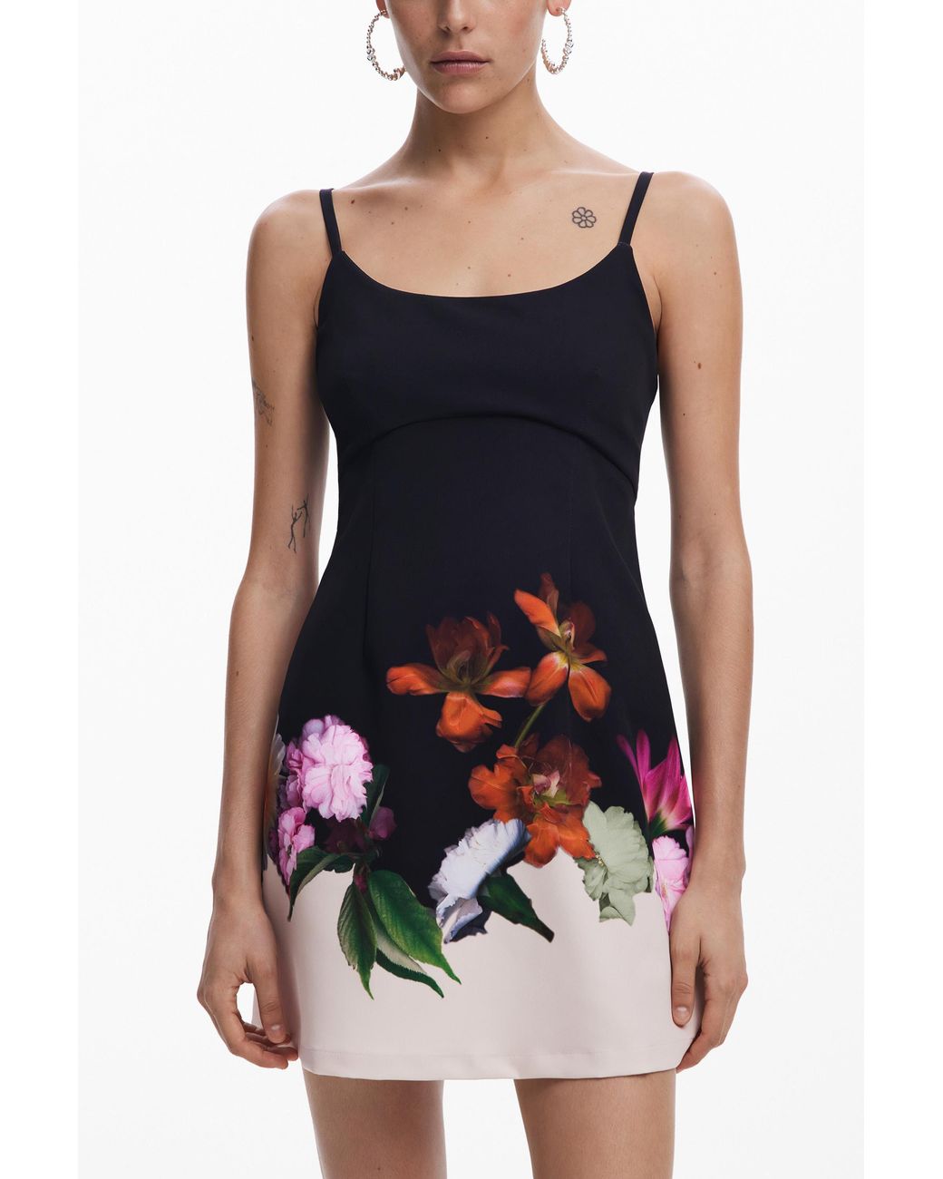 Desigual Black Printed Mini Dress, Polyester