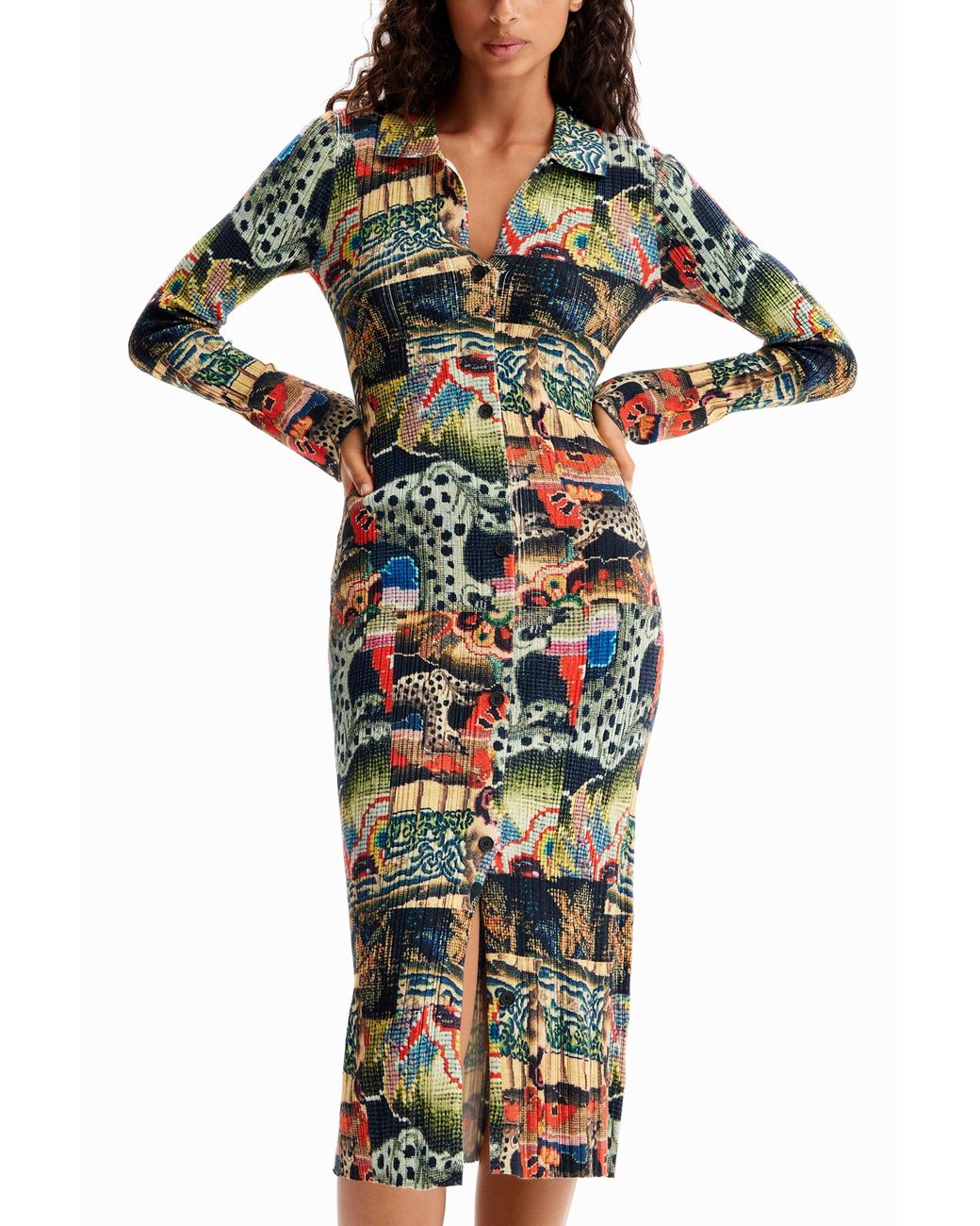 Desigual Brown M. Christian Lacroix Tapestry Midi Dress