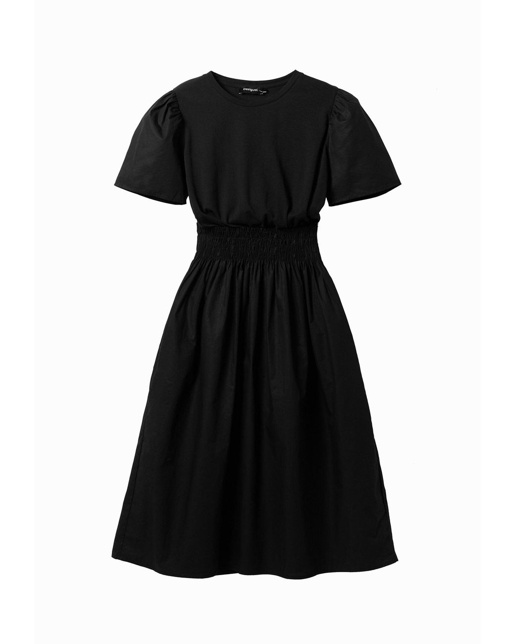 Desigual Black Combination Midi Dress, Cotton