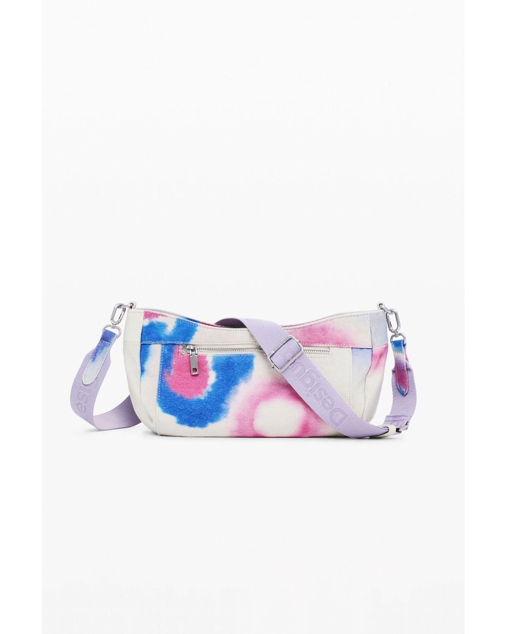 Desigual White Small Crossbody Bag With Pockets, Cotton