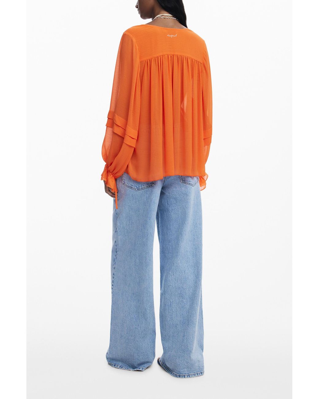 Desigual Orange Layered Blouse, Polyester