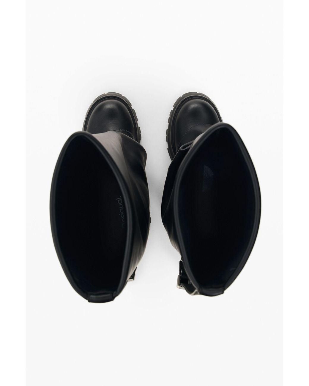 Desigual Black High Boots With Leather Effect, Polyurethane