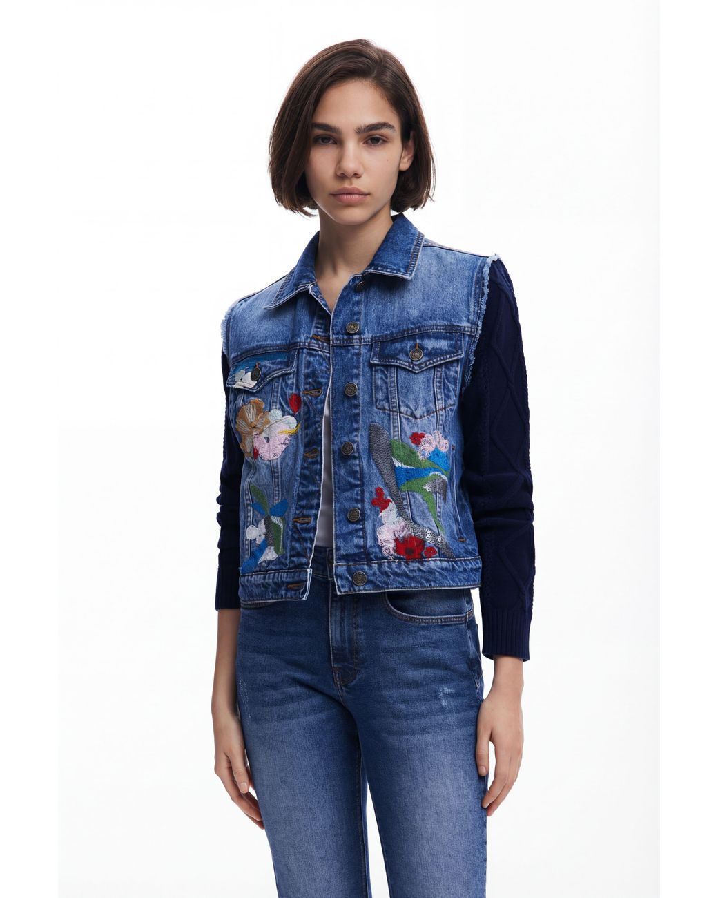Desigual Blue Trucker Jacket, Cotton