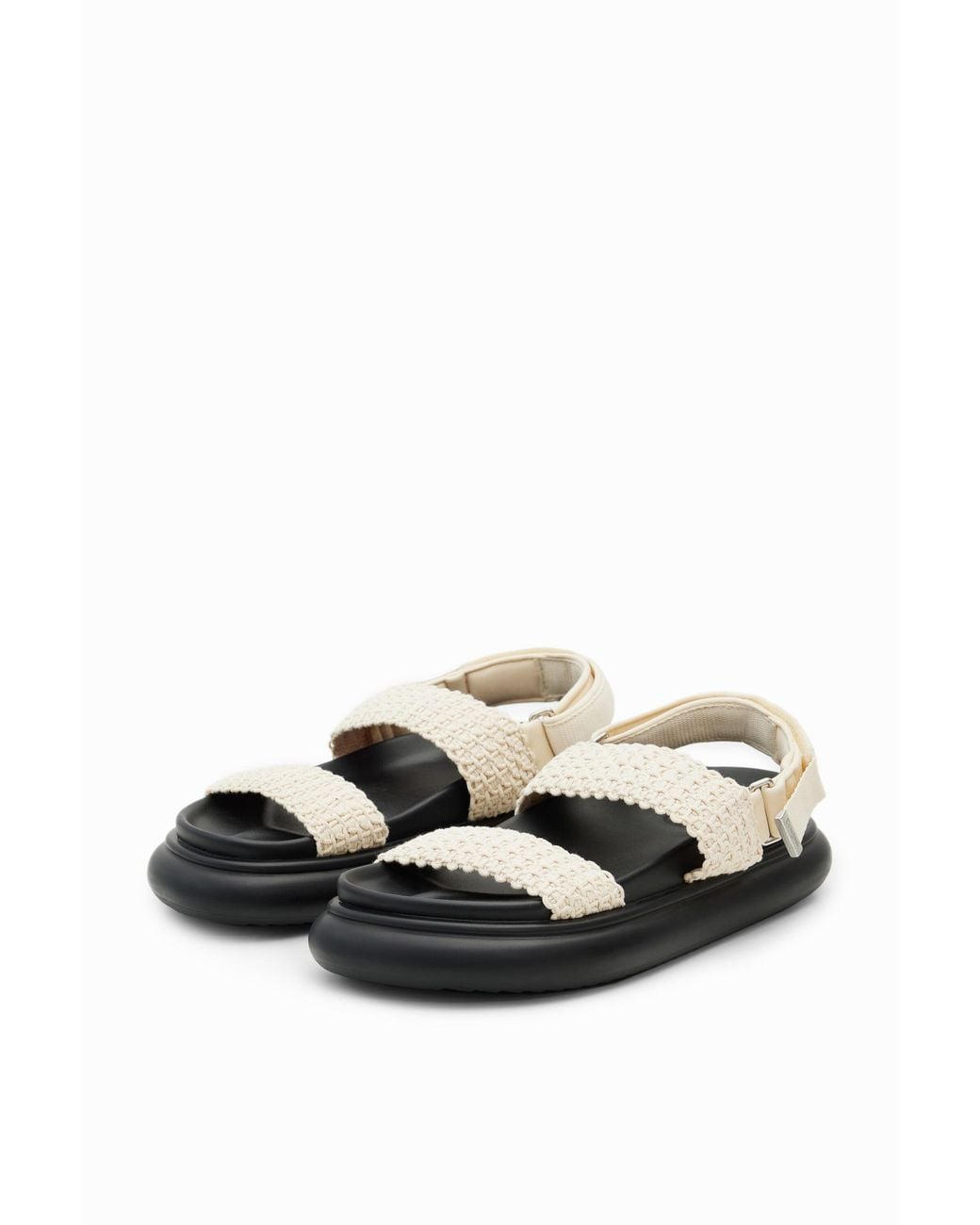 Desigual White Crochet Platform Strap Sandals