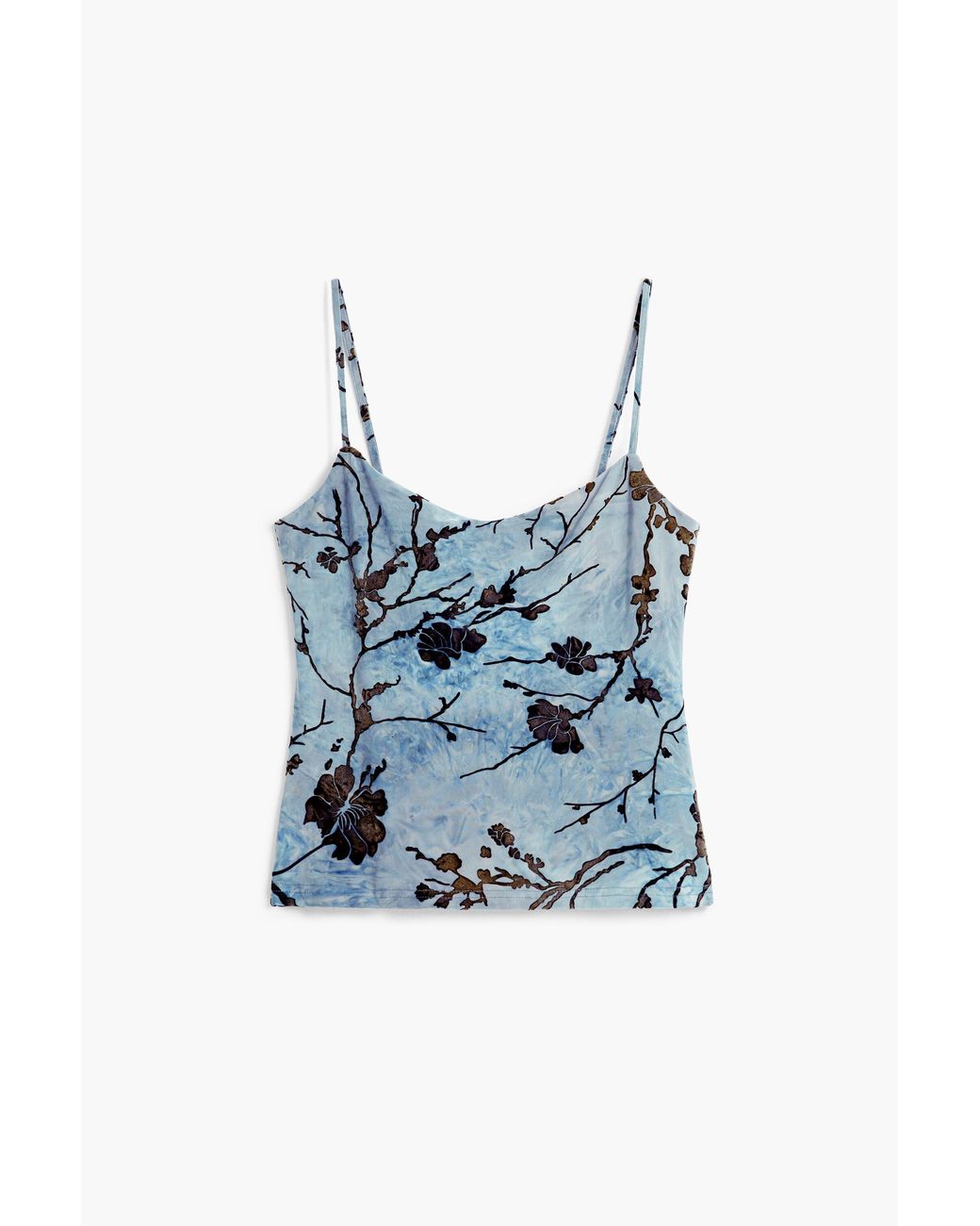 Desigual Blue Flocked Strappy Top, Polyester