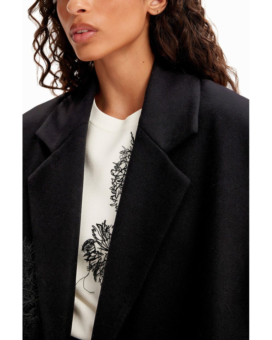 Desigual Black Christian Lacroix Double-Breasted Wool Coat