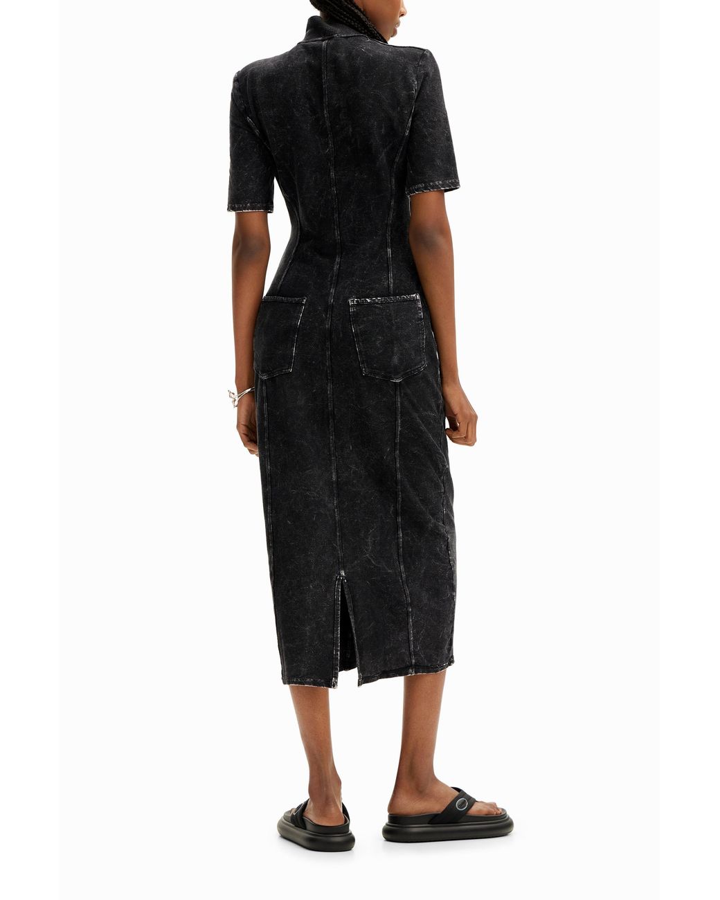 Desigual Black Nathy Peluso Zip Midi Dress
