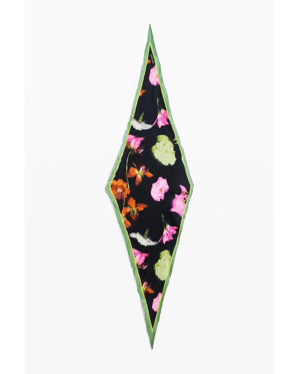 Desigual Black Pleated Floral Scarf, Polyester
