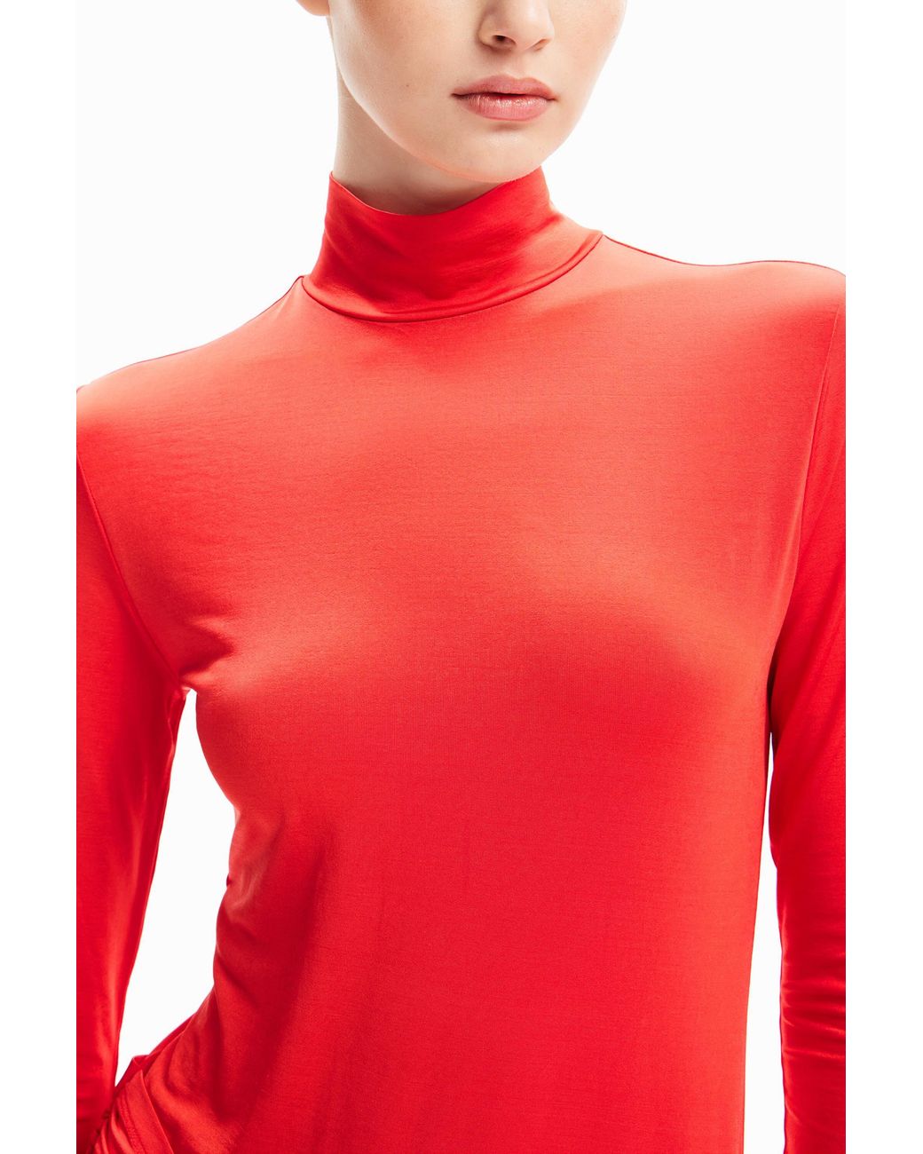 Desigual Red María Escoté Ruffled Slit Dress, Acetate
