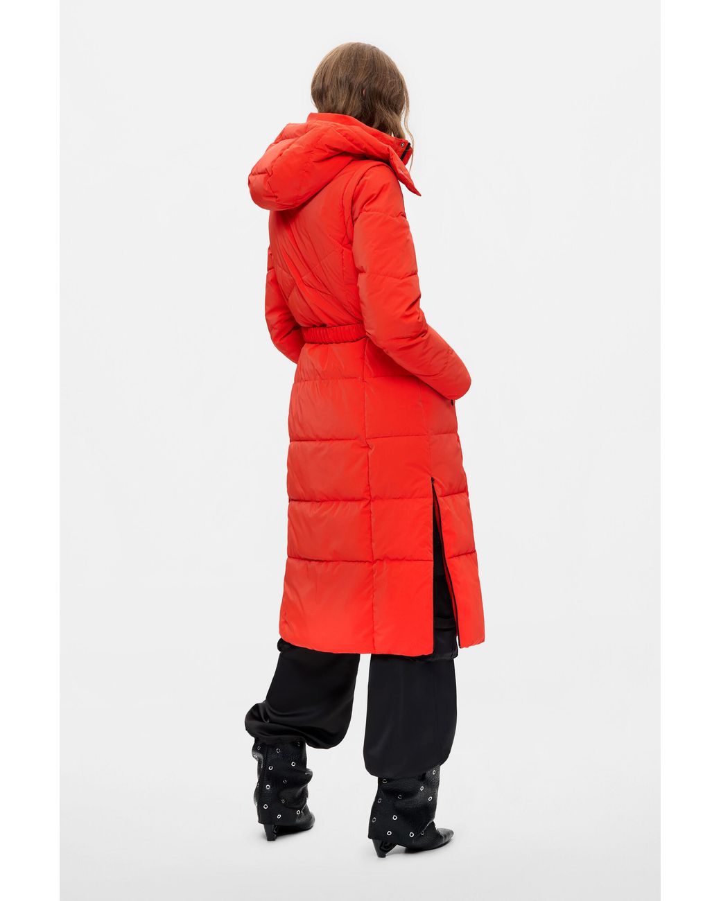 Desigual Red Long Padded Coat, Polyurethane